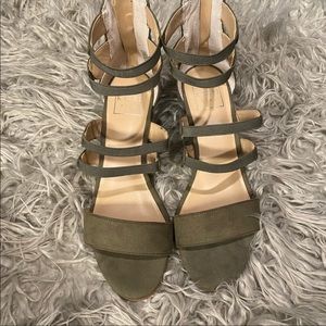 NWOT Army green strappy heels